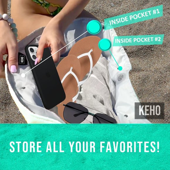 KEHO "Beach Vibes" Beach Bag (White) - Picture 5 of 12